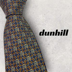 【5812】美品！dunhill　ダンヒル　ネクタイ　ネイビー系