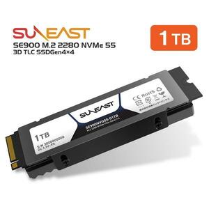 SUNEAST SE900NVG55-01TB 内蔵SSD M2 2280 NVMe 3D TLC SSDGen4×4 1TB ヒートシンク付　新品！