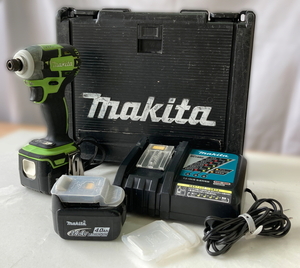 【動作品②】makita マキタ 充電式 インパクト ドライバ TD137D 14.4V バッテリー2個付 ライムカラー 検）TD148 TD173