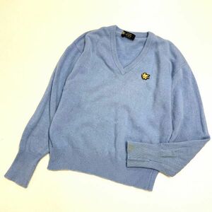 【高級スコットランド製カシミア100％】barrie for maruman とろとろカシミヤ vネック ニットセーター レディース 36 M ブルー