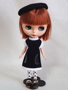 Doll Dressing*ハンドメイド ネオブライス サイズお洋服セット人形アウトフィット/衣装/ドール服ワンピース/水玉タイツ/ドレス/帽子/レトロ