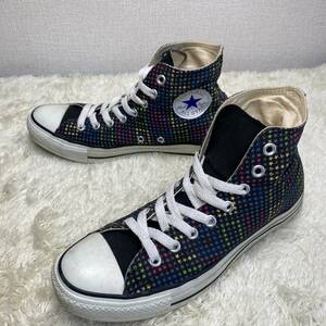 CONVERSE★ ハイカットスニーカー コンバース メンズ 8 黒 マルチカラー ラメ 総柄 スター柄 8ホールシューズ オールスター26cm