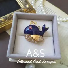 A&S アトウッド＆ソーヤー 鯨 クジラブローチ ホエール 魚 ヴィンテージ