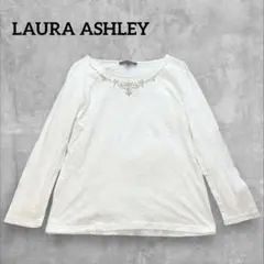 LAURA ASHLEY ローラアシュレイ　白　M ビジュー　デザイン　トップス