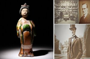 実業家コレクト放出　160　唐時代　唐三彩婦人俑　高さ約25.3cm　(検)三彩 加彩像 女人像 唐物 中国美術 古美術