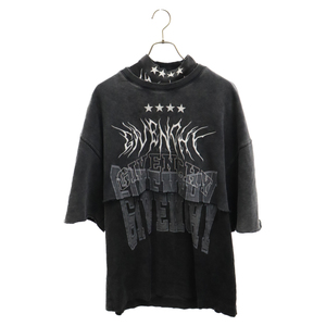 GIVENCHY ジバンシィ 22AW オーバーラップエフェクト刺繍レイヤードTシャツ ブラック/グレー BM71FE3Y8T