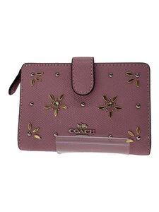 COACH◆2つ折り財布/レザー/PNK/レディース