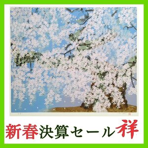 祥新春SALE【真作】中島千波「桜花清々」2006年 シルクスクリーン15号大 限定120部 小布施出身 超人気日本画家 爛漫の桜【ギャラリー祥】