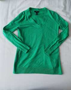 GAP グリーン Vネックセーター ギャップ 緑 Vネック セーター 鮮やかなグリーン XS トップス ニット