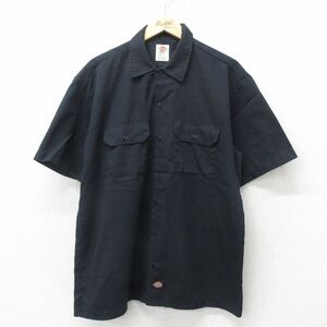 XL/古着 ディッキーズ Dickies 半袖 ワーク シャツ メンズ 黒 ブラック 24jun27 中古 トップス