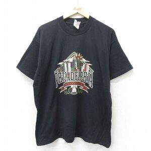 XL/古着 フルーツオブザルーム 半袖 ビンテージ Tシャツ メンズ 00s フィラデルフィア 大きいサイズ クルーネック 黒 ブラッ