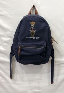 [POLO RALPH LAUREN]ラルフローレン POLO RALPH LAUREN リュックサック デイパック キャンバス ポロベア 刺繍 紺 ネイビー ts 202409