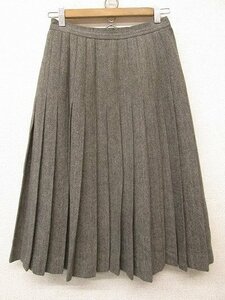 i3480：vintage！日本製 GIVENCHY ジバンシー ウール/ツイード プリーツスカート S/M ひざ丈スカート/厚手 灰黒 リペア有/レトロ