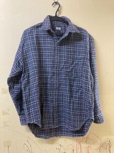 【UNIQLO ユニクロ　シャツ　チェック柄】グレー　メンズ　Mサイズ　トップス　長袖　古着　ビンテージ　ファッション【C6-3④】1228