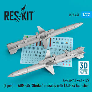 ◆◇RESKIT【RS72-0451】1/72 AGM-45 シュライクミサイル/LAU-34ランチャー付き(2個入)(汎用) ◇◆