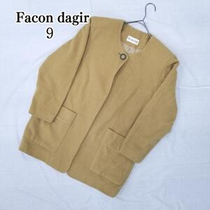 Facon dagir 【9】 テーラードジャケット アウター ノーカラー 無地