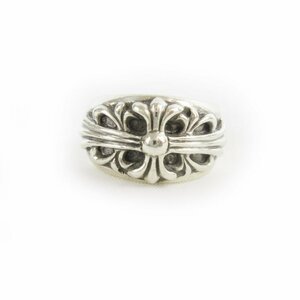 クロムハーツ CHROME HEARTS フローラルクロスリング FLORAL CROSS 指輪 SV シルバー 約21.5号 インボイス原本付き アクセサリー メンズ