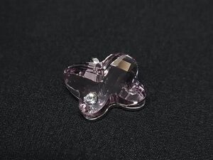 ■美品■ SWAROVSKI スワロフスキー 蝶 バタフライ ペンダントトップ ネックレストップ アクセサリー ピンク系×シルバー系 DE6242