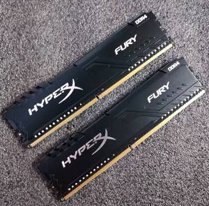 【中古】DDR4メモリ 16GB(8GBx2) Kingston HyperX HX426C16FB3K2/16 [DDR4-2666 PC4-21300] 