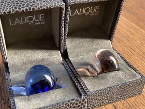 Paris本店購入◆vintage◆LALIQUE◆ラリック◆◆指輪◆カボションリング◆リング◆指輪 2個セット◆クリスタルガラス◆箱付◆中古品