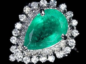 ML12966S【1円～】新品仕上【RK宝石】≪Emerald≫ 鮮やかな色彩!! 極上エメラルド 大粒1.5ct!! 極上ダイヤモンド Pt900 高級リング ダイヤ