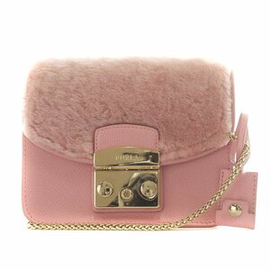 フルラ FURLA メトロポリス ショルダーバッグ ファー チェーン レザー ピンク /AN10 レディース