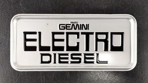 6l いすゞ ジェミニ エレクトロ ディーゼル エンブレム プレート ニューテック シリーズ ELECTRO DIESEL GEMINI ISUZU◆非売品 グッズ