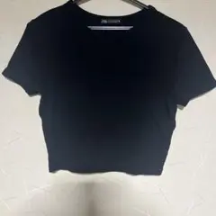 ZARA ザラ ミニ丈 Tシャツ ブラック Lサイズ