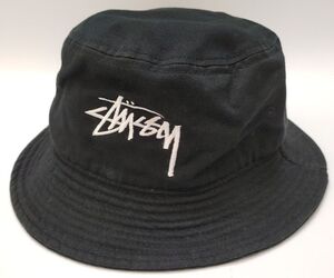 stussy ハット ブラック Cotton 100% S/M ステューシー メンズ◆3101/西伊場店