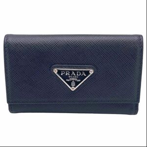 【中古】 PRADA プラダ サフィアーノレザー キーケース 1PG004 QHH F0632 ブラック 黒 レディース 24020276 UY