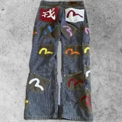 EVISU マルチポケット　ヒッコリー 激レア　Y2K 00s メニーポケット