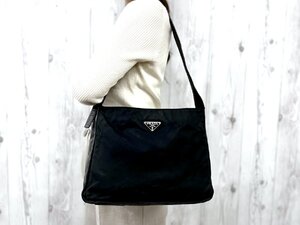 美品 PRADA プラダ テスート ハンドバッグ ショルダーバッグ バッグ ナイロン×レザー 黒 78900Y