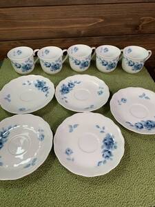 ☆hoya china ティーカップ 5客セット　花柄　中古美品・箱なし