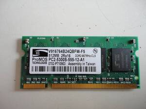 ProMOS 512MB 667MHZ DDR2 SODIMM - V916764B24QBFW-F5