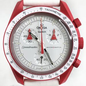 美品 Swatch × Omega ムーン スウォッチ × オメガ MISSION TO MARS マーズ SO33R100 バイオセラミック 腕時計 クロノグラフ 動作確認済