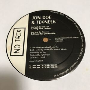 【ハピコア】Jon Doe & Tekneek / Bring Back The Bass - No Trix Records . Happy Hardcore ハッピーハードコア