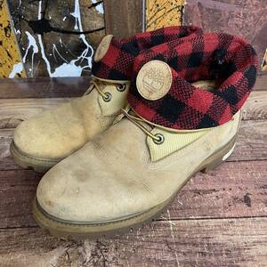 古くてボロい 中古 Timberland ティンバーランド ブーツ 27cm~28cm イエロー ヌバック 15年以上前の古物