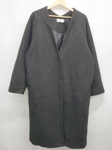 ◇ ⊇ AZUL BY MOUSSY アズール バイマウジー ノーカラー 長袖 コート サイズF ブラック レディース P