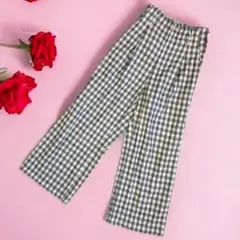 ダブルクローゼット wcloset ハイウエストワイドパンツ ウール混チェック