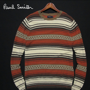 【ポールスミス】 マルチボーダー　プルオーバーニット　ストレッチ　サイズM　ネイティブデザイン　Paul Smith JEANS　ジョイックス