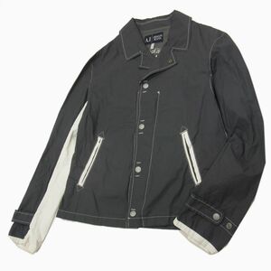 ◇ARMANI JEANS ナイロンジップジャケット バイカラー AJロゴボタン ブルゾン アルマーニ イタリア製 1円スタート