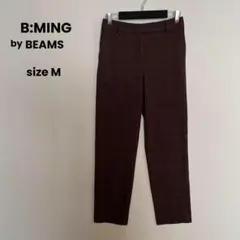 B:MING by BEAMS グレンチェック テーパードパンツ ブラウン M