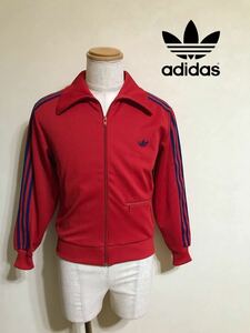 adidas アディダス 70s 80s 西ドイツ ヴィンテージ ジャージ トラックトップ トップス ジャケット サイズS (162-86-72) 長袖 赤 デサント製