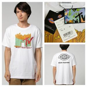 新品 US企画◆Dickies MTV コラボ◆フライドポテト Tシャツ 半袖 XS 白 ホワイト ディッキーズ ケチャップ マクドナルド