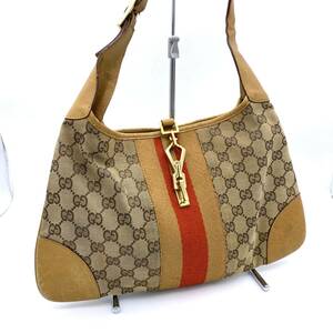 AY1012■GUCCI グッチ ジャッキー GG キャンバス レザー ハンドバッグ ショルダーバッグ ワンショルダー ベージュ レッド レディース