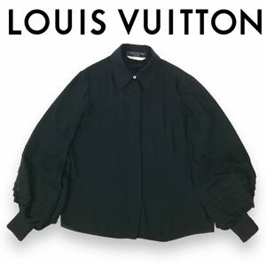 m77 レア 正規品 LOUIS VUITTON ルイヴィトン UNIFORMS シフォン ブラウス トップス シャツ 38 非売品 レディース ブラック 長袖