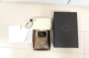 未使用 アグ UGG ★ 本革素材・ジェーンアイフォンスリーブ モバイルケース スマホ ・ポーチ ★ ロゴ入り ★ ブロンズカラー