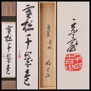 【古美味】鵬雲斎 自筆一行書「寒松千歳色」軸装 茶道具 保証品 bEU5