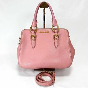 ミュウミュウ　miumiu 2way マドラスレザー　ショルダーバッグ　ピンク　ハンドバッグ