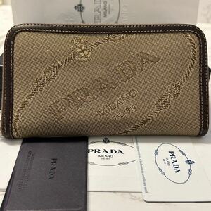 プラダ　PRADA 財布　長財布　ジャガード　ラウンドファスナー　メンズ